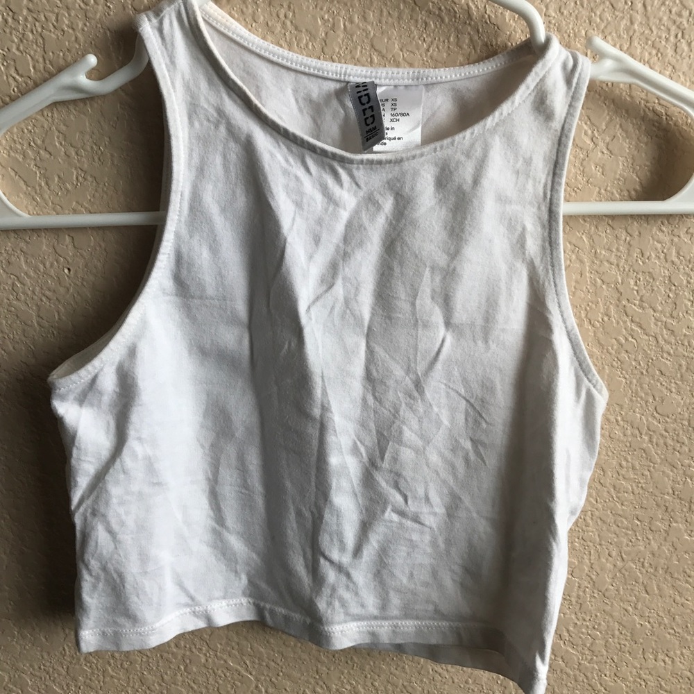 H&M XS White High Neck Crop Top